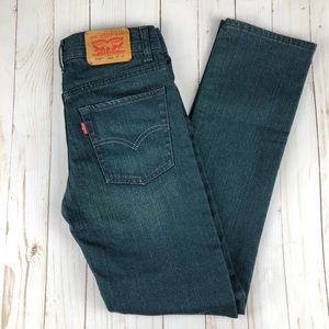 Levis 510 Denim Boys Stretch Skinny Jeans Blue 14R